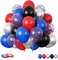 Red and Blue Balloons, 60 Pcs Red Black Blue Balloons, 12 Inch Metallic Silver Latex Balloon Helium Blue Confetti Balloon for Graduation Baby Shower Boys Kids Birthday Party Decorations